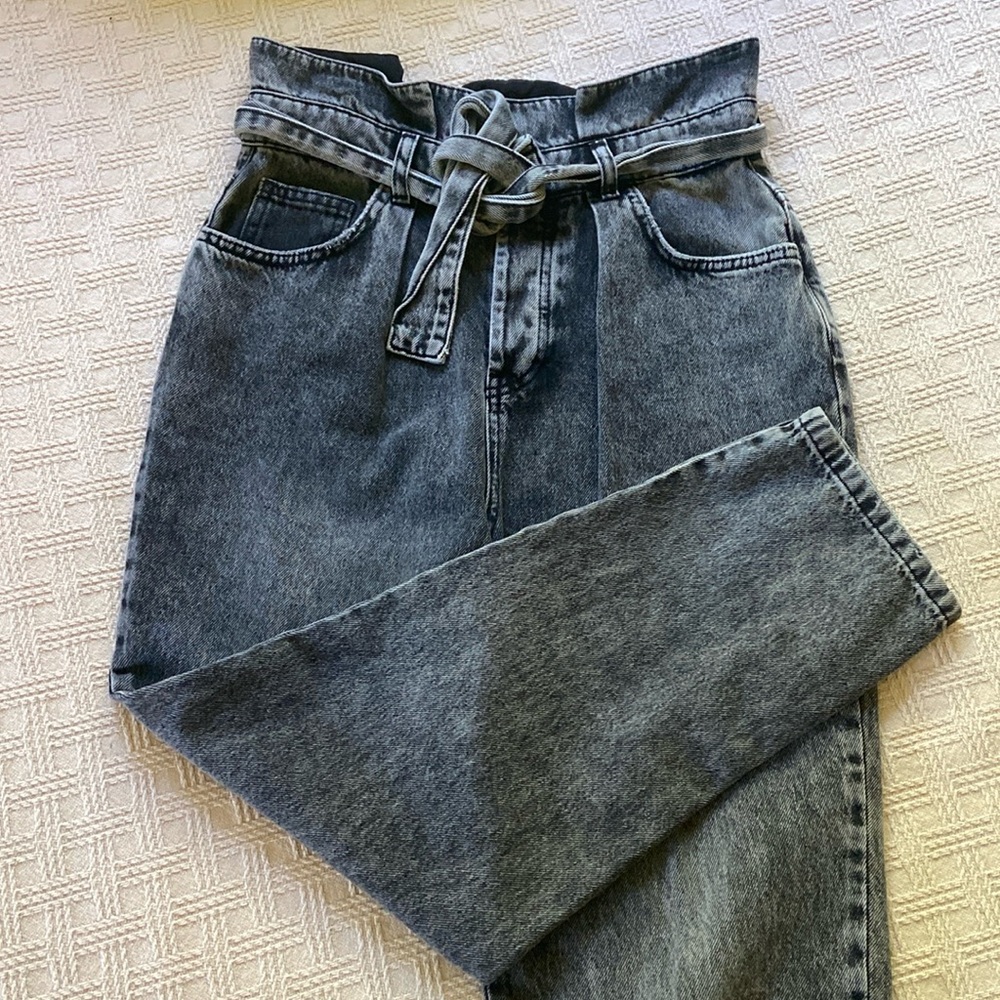 free people dark washed gray denim jeans